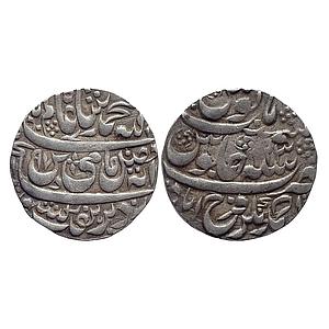 IK Farrukhabad Ahmad Khan Bangash INO Shah Alam II Ahmadnagar Farrukhabad Mint Silver Rupe