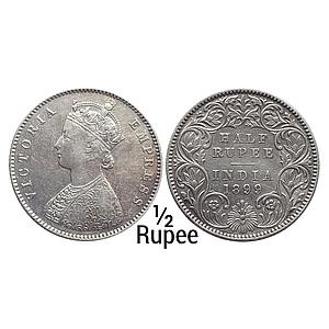 British India Victoria Empress 1899 AD Calcutta Mint Obv. A Rev. I "C" Incuse Silver 1/2 R