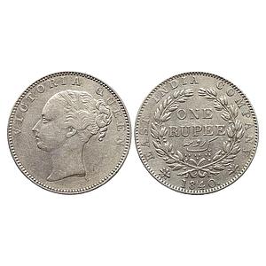 EIC Uniform Coinage Victoria Queen 1840 AD Madras Mint continuous legend English Head No S