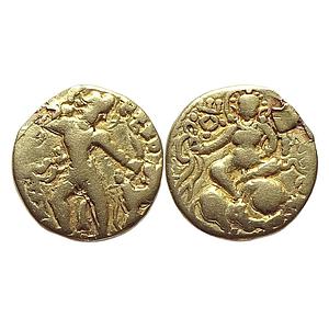 Ancient Guptas Kumaragupta I Lion Slayer Type Gold Dinara Ex Mount