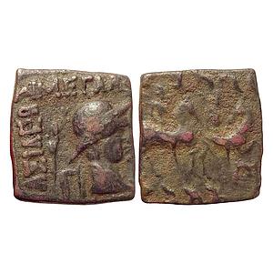 Ancient Indo-Greeks Eucratides I Bronze Unit