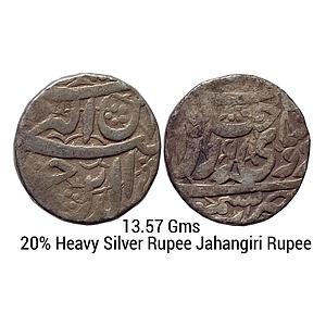 Mughal Jahangir Kashmir Mint Sakhat Noorani Couplet Silver Jahangiri Rupee 20% Heavy weigh