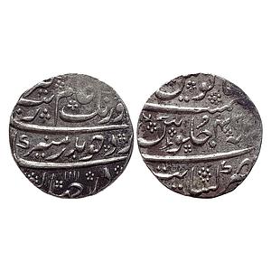 Mughal Aurangzeb Khambayat Mint Badar-e-munir couplet Silver Rupee
