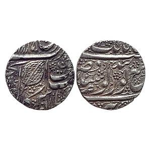 IK Sikh Empire Ranjit Singh VS 1885 Amritsar Mint Nanakshahi Couplet Silver Rupee