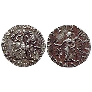 Ancient Indo-Scythians Azilises Silver Tetradrachm
