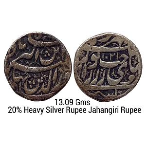 Mughal Jahangir Kashmir Mint Sakhat Noorani Couplet Silver Jahangiri Rupee (20% Heavy weig