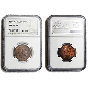British India Edward VII Copper ¼ Anna
