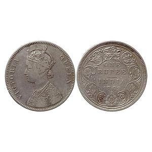 British India Victoria Queen 1862 AD A / II / 1 / 1 Bombay Mint Silver Rupee