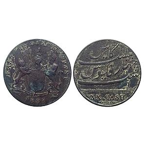EIC Madras Presidency 1808 AD Copper 20 Cash