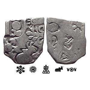 Ancient Punch Marked Coinage Magadha Empire Series IVd 443 Type Silver Karshapana