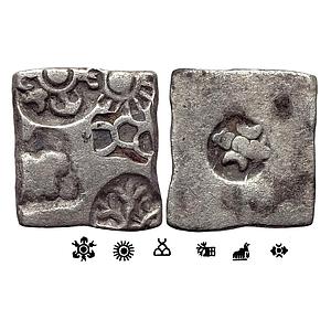 Ancient Punch Marked Coinage Mauryan Empire Series VIb Type 574 Silver Karshapana