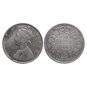 British India Victoria Queen 1862 AD B / II / 0 / 6 Bombay Mint Silver Rupee