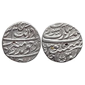 Mughal Aurangzeb Bandar-i-Mubarak Surat Mint Silver Rupee