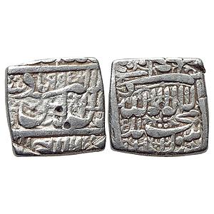 Mughal Akbar Dar-us-Sultanat Ahmadabad Mint Silver Square Rupee
