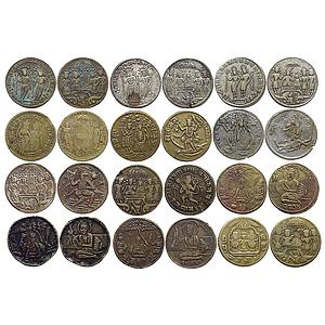 Modern Period Set of 12 Coins Hindu & Sikh Religious Tokens of Brass and Copper