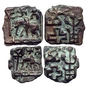 Ancient North India Uninscribed Set of 2 Coins Cast Copper Unit