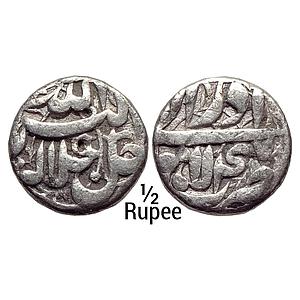 Mughal Akbar Lahore Mint Ilahi Month Azar Sagittarius Silver 1/2 Rupee
