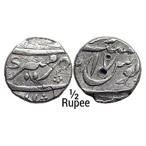 Mughal Aurangzeb Akbarnagar Mint ex mount Silver 1/2 Rupee