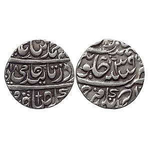 IK Farrukhabad Ahmad Khan Bangash INO Shah Alam II Ahmadnagar Farrukhabad Mint Silver Rupe
