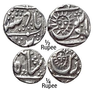 IPS Indore State Ahilyabai Holkar INO Shah Alam II Malharnagar Mint Set of 2 Coins Silver 