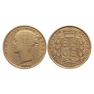 Great Britain Victoria 1872 AD with die number 89 Gold Sovereign