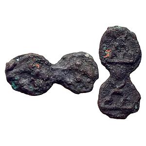 Ancient North India Generally Assigned to Sunga Dynasty Uninscribed Cast Copper Joined Uni