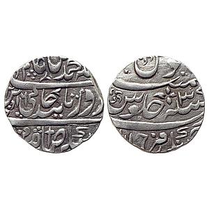 IK Farrukhabad Ahmad Khan Bangash INO Shah Alam II Ahmadnagar Farrukhabad Mint Silver Rupe