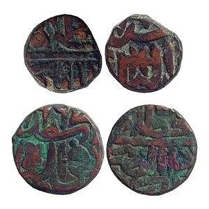 Mughal Akbar Khitta Kalpi Mint Copper Dam 1/2 dam Set of 2
