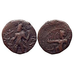 Ancient Kushanas Kanishka I Atsho Copper Drachm