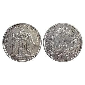 France, Silver 5 Francs, 1875 AD