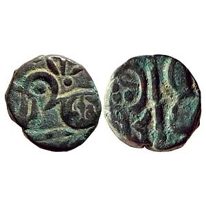 Hindu Medieval North India Bull and Horseman type Copper Jital