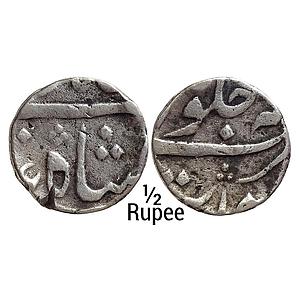 EIC Bombay Presidency INO Muhammad Shah Surat Mint Silver 1/2 Rupee