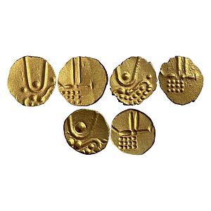 Hindu Medieval Veera Raya Set of 3 Coins Gold Fanam