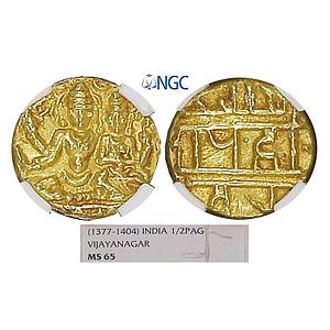 Hindu Medieval Vijayanagara Empire Sangama Dynasty Harihara II Gold 1/2 Varaha