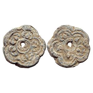 Kingdom of Angkor Lead Lotus Token from Cambodia from the time of the Khmer Empire Lead-Ti