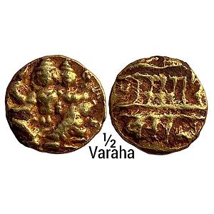 Hindu Medieval Vijayanagar Empire Tuluva Dynasty Sadashivaraya Gold 1/2 Varaha