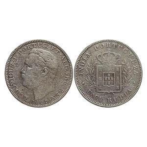 Indo Portuguese Goa Luiz I Ludwig 1882 AD Silver .917 Uma Rupia Rupee