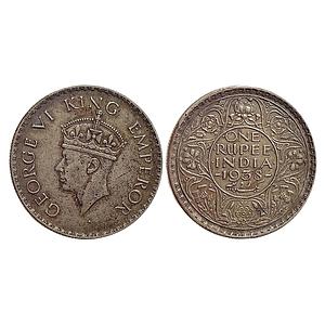 British India George VI 1938 AD Bombay Mint Obv A Rev I with Dot Silver Rupee
