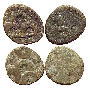 Ancient Post Mauryan Kampila Dakshina Panchala Region Set of 2 Coins Copper Fractional Uni