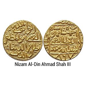 Bahamani Sultan Nizam Al-Din Ahmad Shah III Hadrat Muhammadabad Mint Gold Tanka