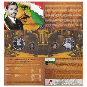 Republic India 2015 AD Proof Set Centenary Commemoration of Mahatma Gandhi's Return from S