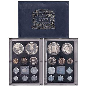Republic India 1973 AD Proof Set Grow More Food Set of 10 Rupee 20 10 1 and 50 paise 25 pa