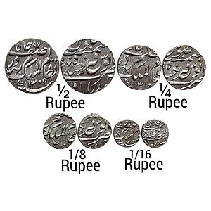 IPS Hyderabad State Mir Mahbub Ali Khan II Set of 4 Coins Silver 1/2 1/4 1/8 & 1/16 Rupee