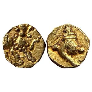 Hindu Medieval Chalukyas of Kalyana Anonymous Gold Fanam