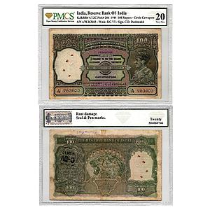 British India Reserve Bank of India George VI signed by C. D. Deshmukh serial no A78 26360