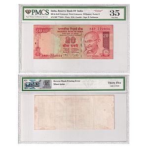 India Reserve Bank of India signed by D. Subbarao Error not printed on the reverse blank i