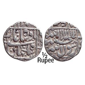 Mughal Shah Jahan Surat Mint Silver 1/2 Rupee