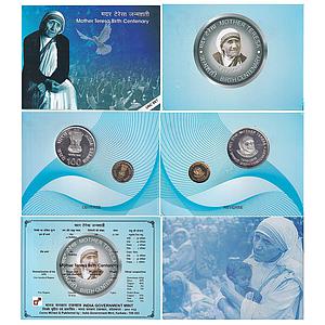 Republic India 2010 AD UNC Set Mother Teresa Birth Centenary Kolkata Mint Set of 2 Rupee 1
