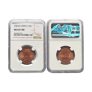British India Victoria Empress Copper "¼ Anna"