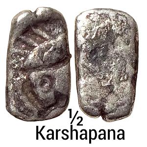 Ancient Punch Marked Coinage Upper Ganga Region Surasena Mahajanapada Silver 1/2 Karshapan